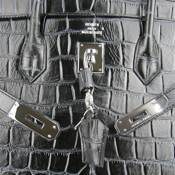 Replica Hermes Birkin 40CM Crocodile Veins Leather Bag Black 6099 Online